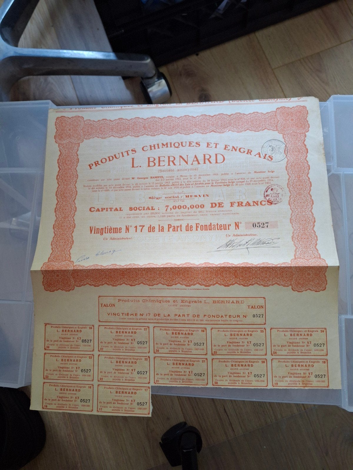 Historisch aandeel L. Bernard (1920-1950), Ophalen of Verzenden, 1920 tot 1950, Aandeel