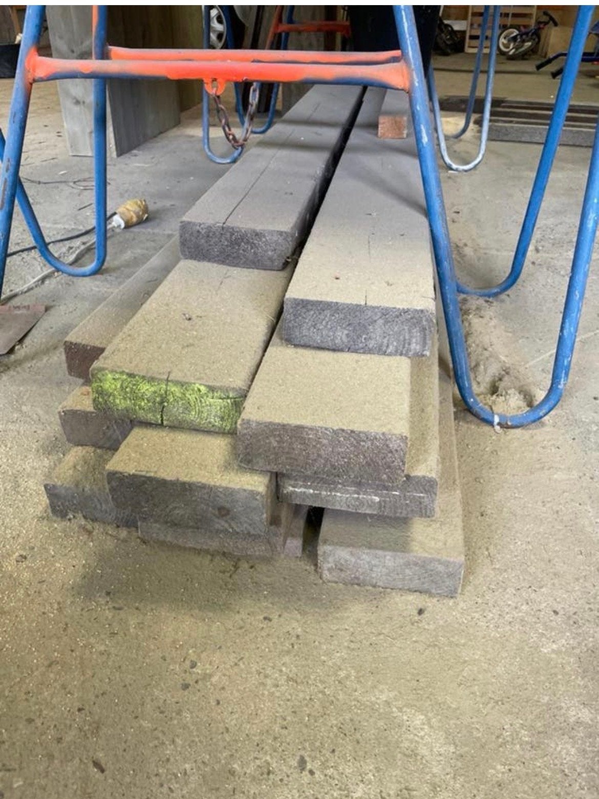 Gebruikte houten balken 150x55 mm - 13 stuks, Ophalen, Gebruikt, Balk, Overige houtsoorten