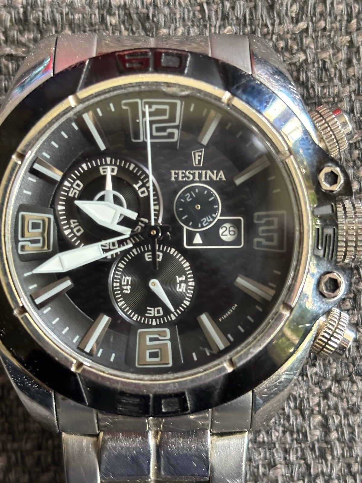 Festina Herenhorloge F16583 - Nieuwe Batterij Nodig, Ophalen of Verzenden, Gebruikt, Staal, Polshorloge