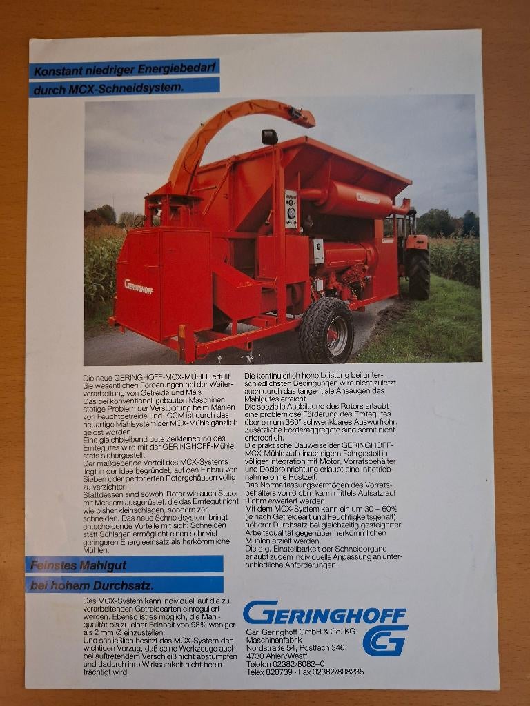 Folder Geringhoff hakselaar, Verzenden, Gelezen, Tractor en Landbouw