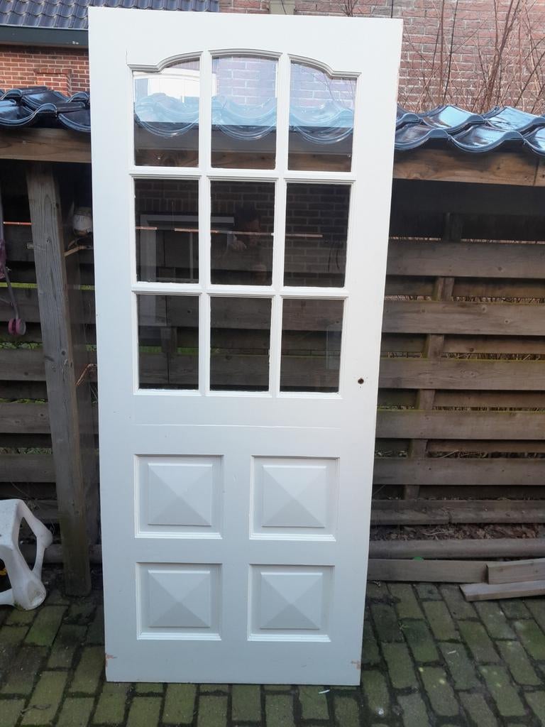 Houten deur rechtsdraaiend  zonder hang en sluitwerk, Doe-het-zelf en Verbouw, Ophalen, Gebruikt, 80 tot 100 cm, Binnendeur