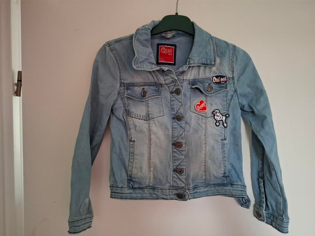 Quapi spijkerjas maar 134 140, Kinderen en Baby's, Kinderkleding | Maat 134, Ophalen of Verzenden, Zo goed als nieuw, Meisje, Jas