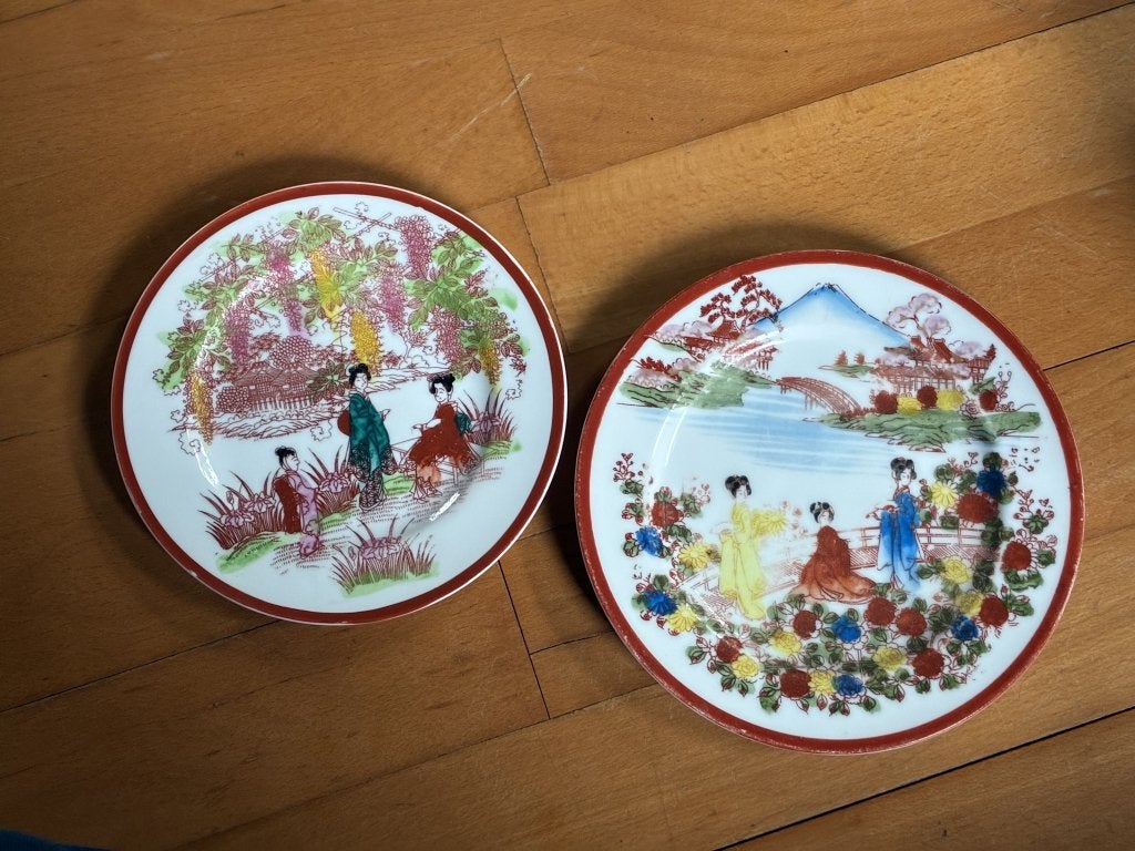 vintage Japanse Geisha bordjes porselein, Ophalen of Verzenden
