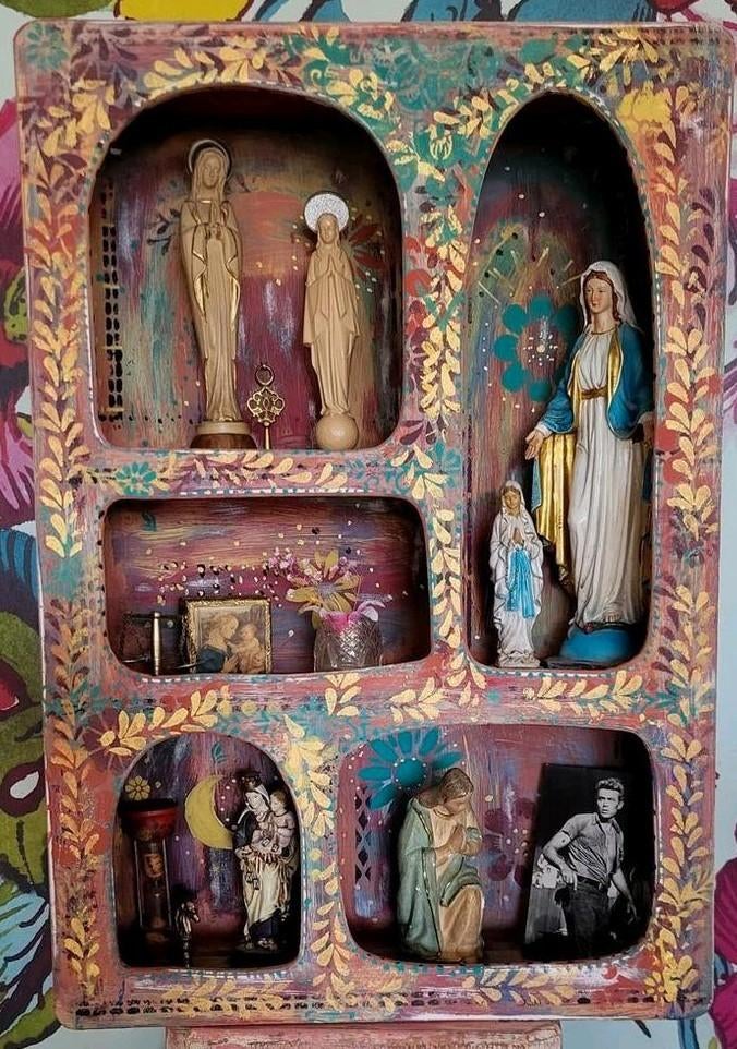 Mexicaans/altaar/Folk Art/Nicho/Kastje/Kast/Gedenkkastje, Antiek en Kunst, Curiosa en Brocante, Ophalen of Verzenden