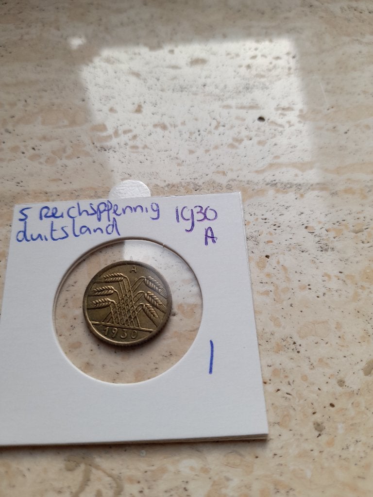 5 Reichspfennig 1930 A Duitsland (nr 1), Ophalen of Verzenden, Duitsland, Losse munt