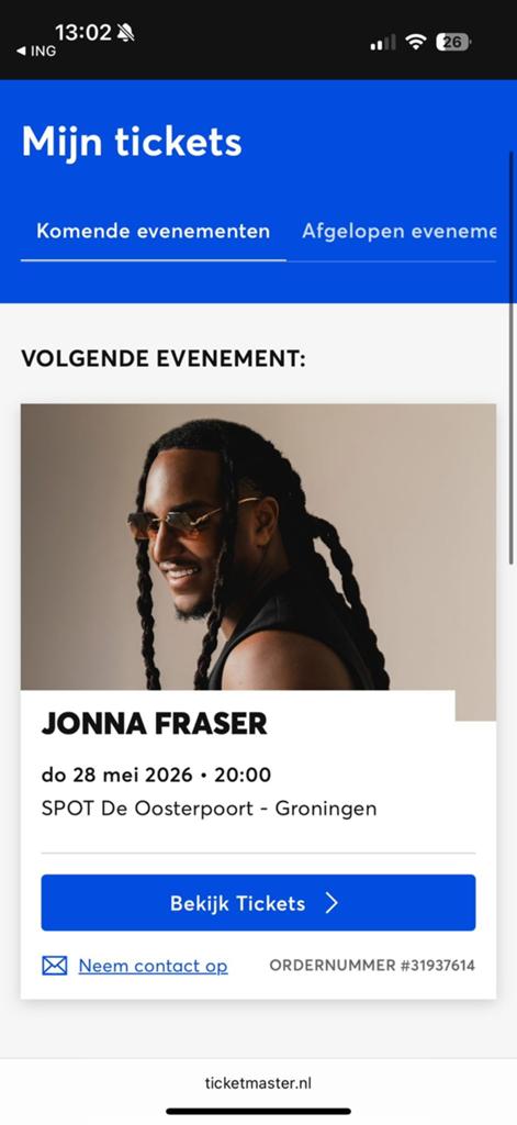 Jonna Fraser Oosterpoort, Tickets en Kaartjes, Eén persoon, Mei