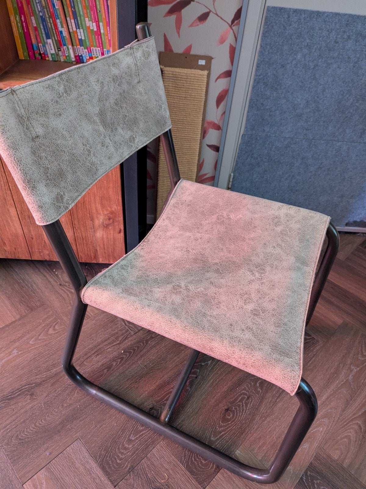 4x Grijze microlederen eetkamerstoelen, Ophalen