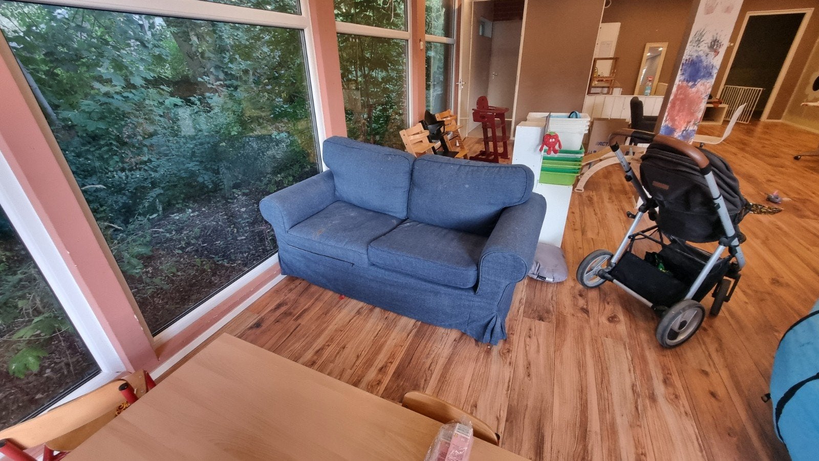 IKEA Bank - Blauw Jeans Stof, Huis en Inrichting, Gebruikt, 150 tot 200 cm, Tweepersoons, 75 tot 100 cm