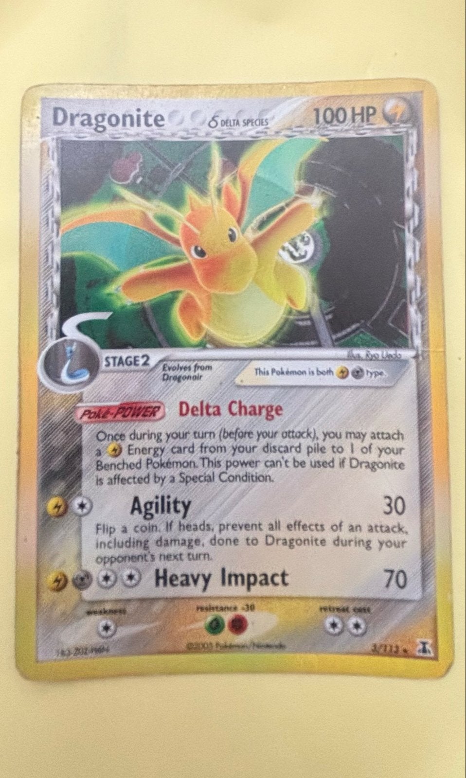 Dragonite Delta Species Pokémon kaart 3/113 EX, Ophalen of Verzenden, Gebruikt, Losse kaart