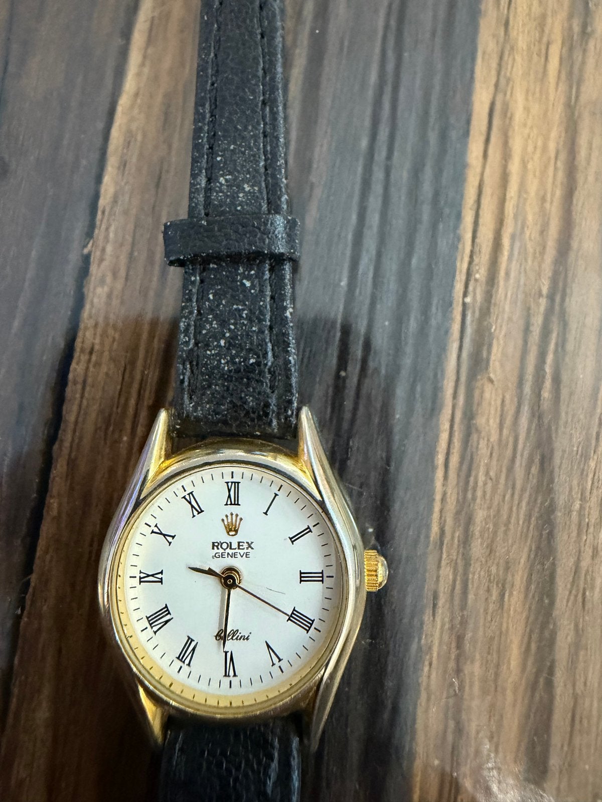 Rolex Cellini Dames Horloge - Goudkleurig met Leren Band, Overige materialen, Rolex, Polshorloge, Ophalen of Verzenden
