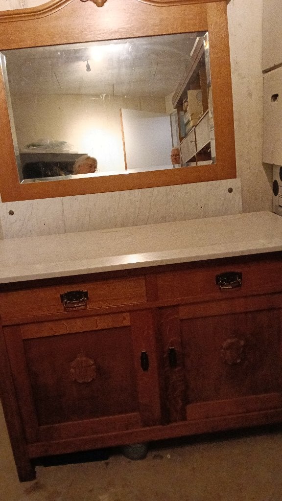 Lavabo met geslepen spiegel, Ophalen, Gebruikt, 200 cm of meer, 100 tot 125 cm