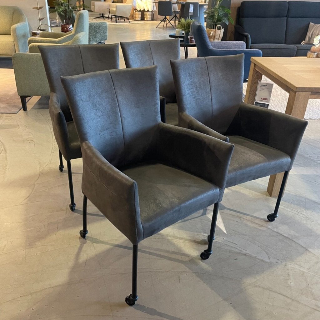 Malonno Armstoel - Set van 4 Antraciet - IN.HOUSE, Huis en Inrichting, Stoelen, Niet ingevuld, Niet ingevuld, Niet ingevuld