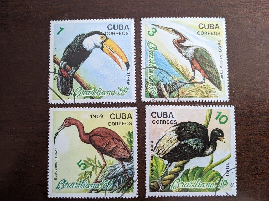 CUBA 1989; set (4) VOGELS, Verzenden, Gestempeld, Dier of Natuur