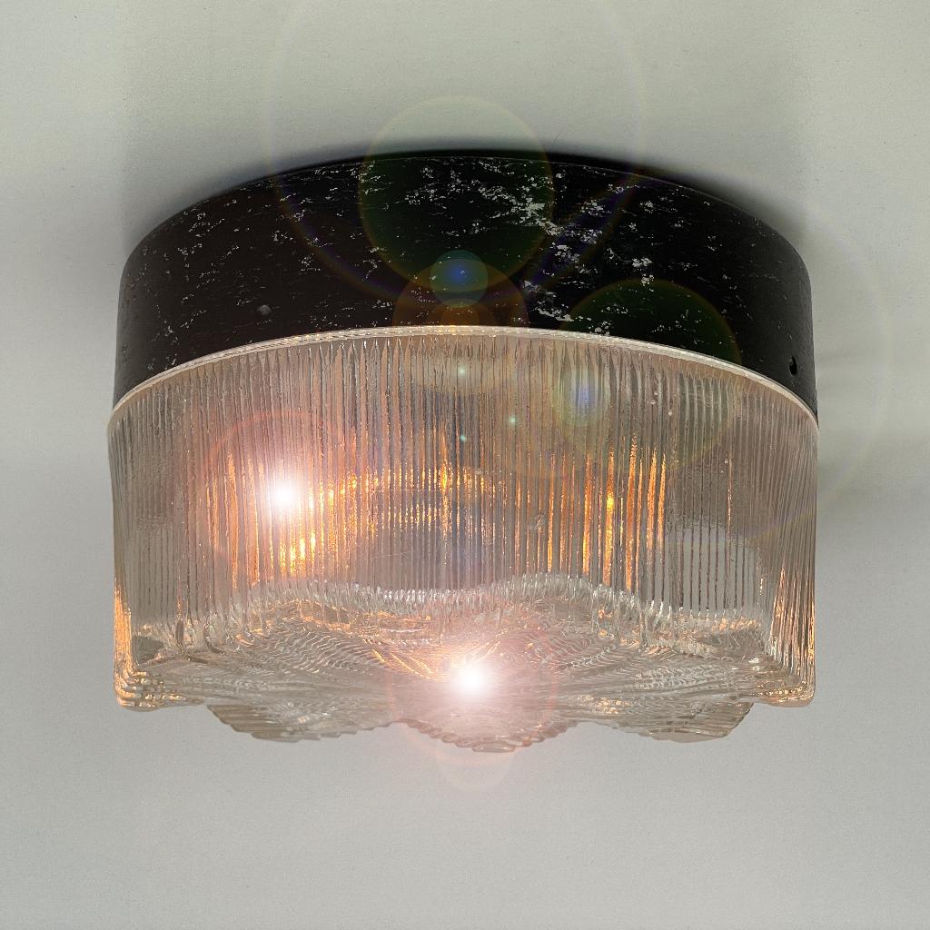 vintage Deens design LAMP ijsglas MidCentury glas brutalist, Ophalen of Verzenden