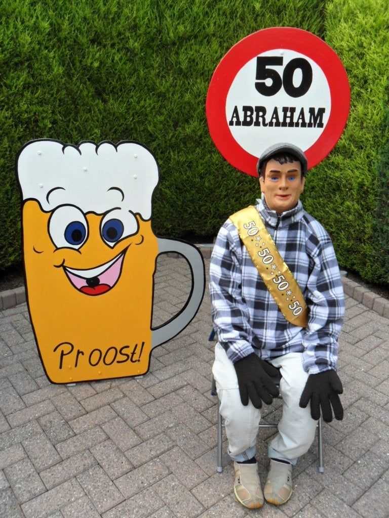 Abraham pop + bierpul bord + 50 bord goedkoopst huren., Ophalen, Nieuw, Abraham of Sarah