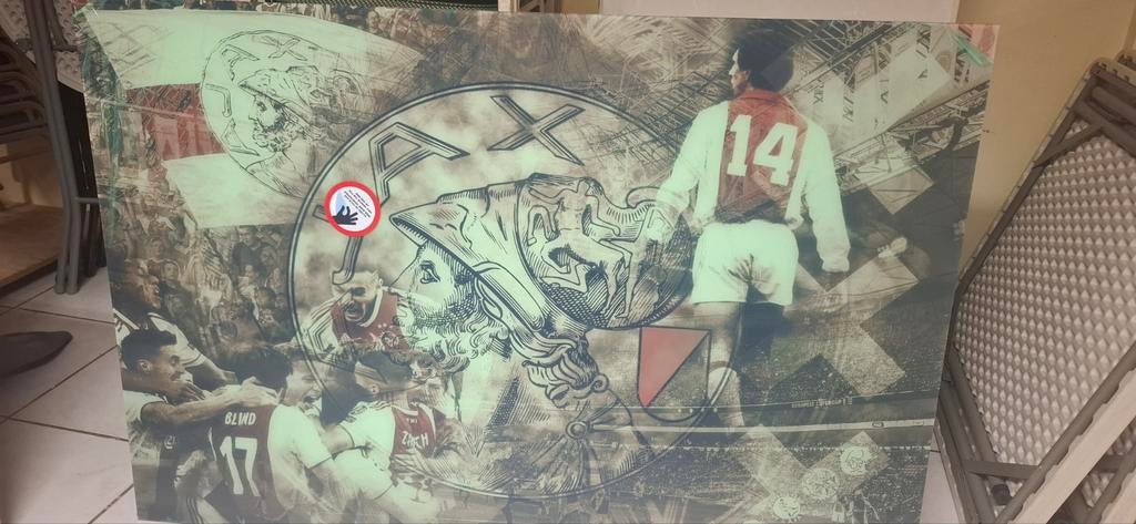 Ajax Voetbal Kunstwerk - Uniek Design, Huis en Inrichting, 50 tot 75 cm, Ophalen of Verzenden, 75 tot 100 cm, Print