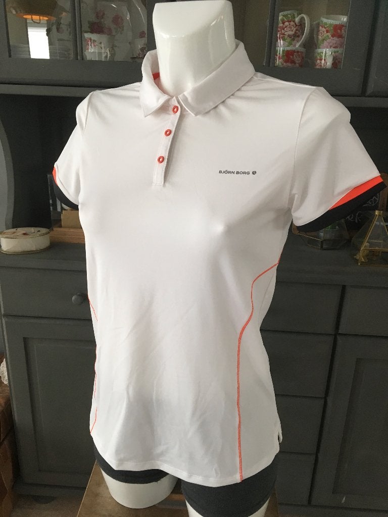 Björn Borg Hydro Pro Polo - Wit Dry Fit Sportpolo Maat S, Björn Borg, Wit, Ophalen of Verzenden, Zo goed als nieuw