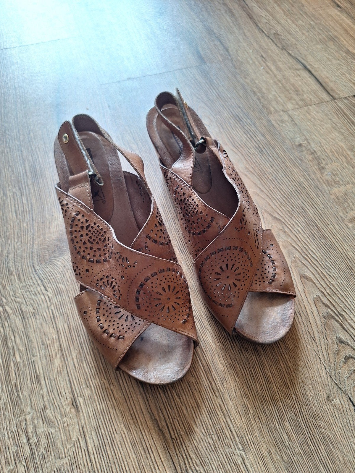 Pikolinos leren sandalen met sleehak - Maat 40, Bruin, Gedragen, Pikolinos, Sandalen of Muiltjes