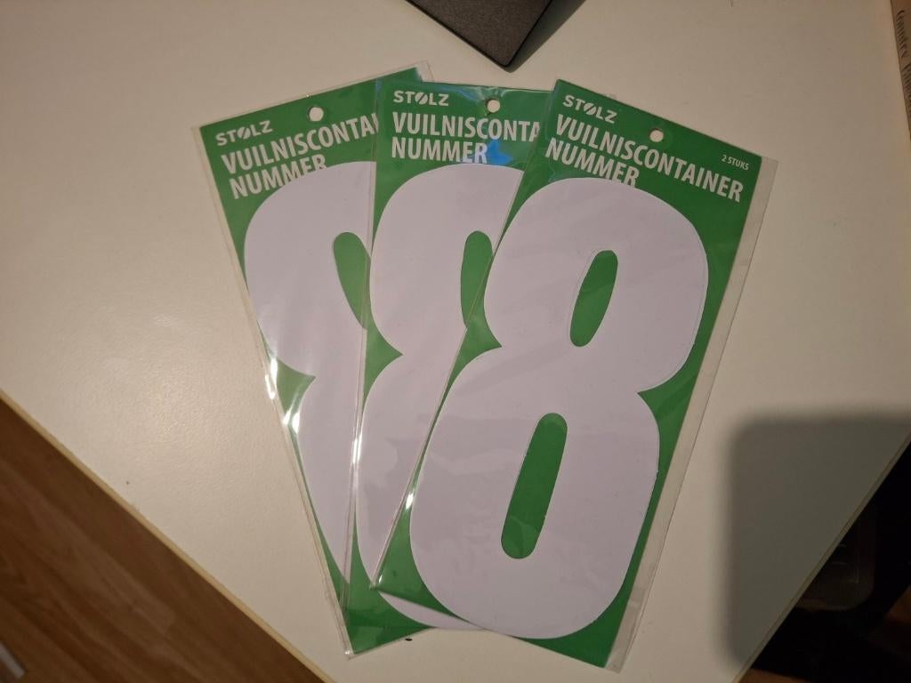 Sticker nummer 8, huisnummer, kliko, brievenbus 3 stuks, Verzenden, Kunststof
