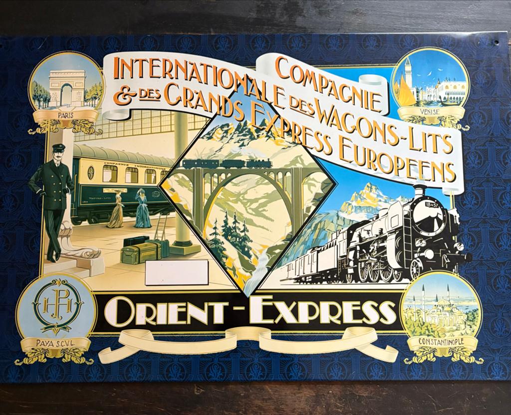 Unieke Paya Orient-Express Blikken Plaat, Verzamelen, Ophalen of Verzenden, Zo goed als nieuw, Reclamebord