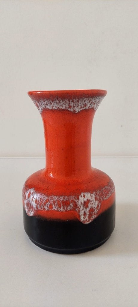 Vintage Fat Lava Vaas - Jasba Keramik N 602 - Oranje/Zwart, Ophalen of Verzenden