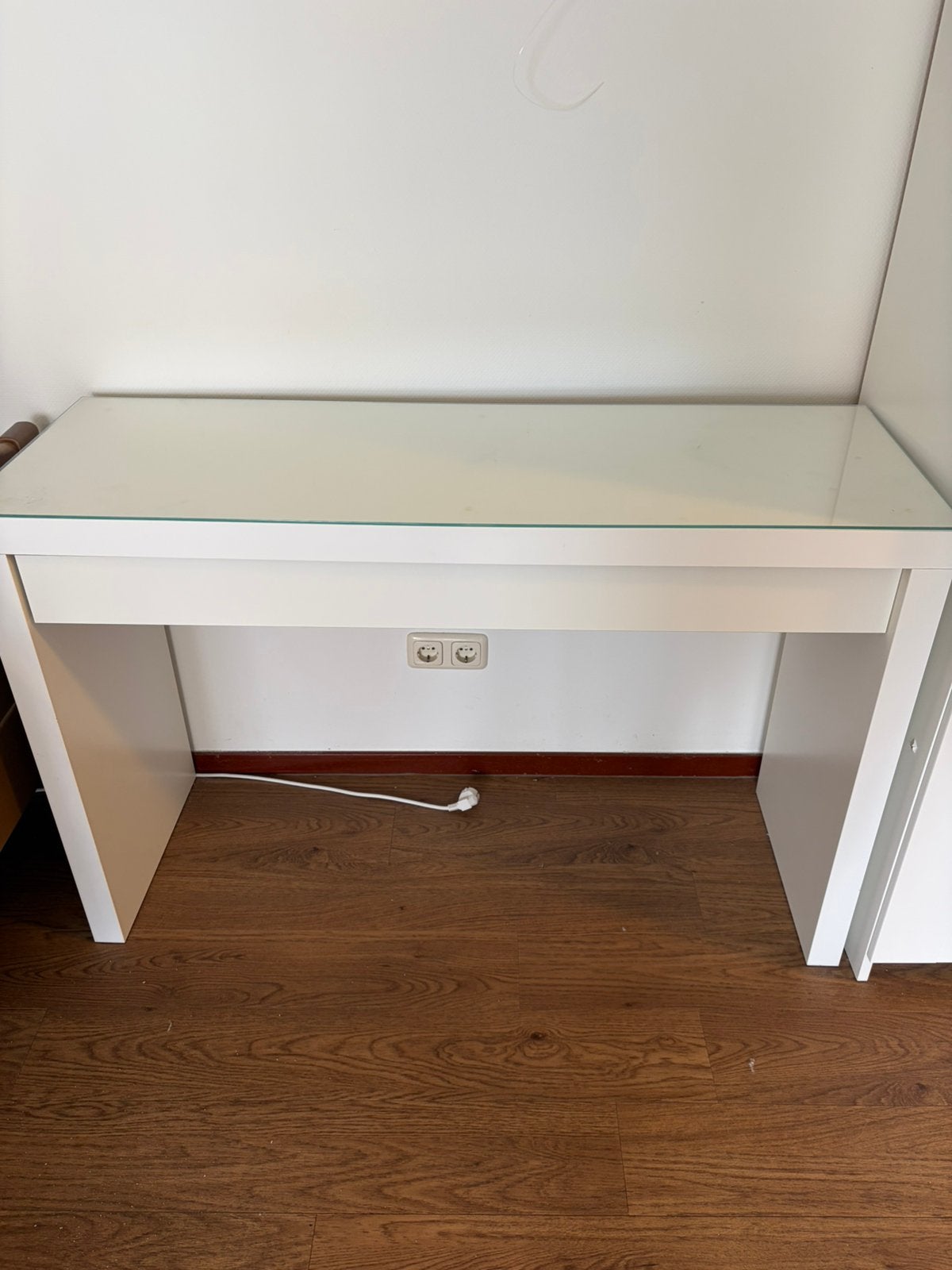 Sidetable kaptafel met glazen blad, Ophalen, 100 tot 150 cm, Glas, Zo goed als nieuw
