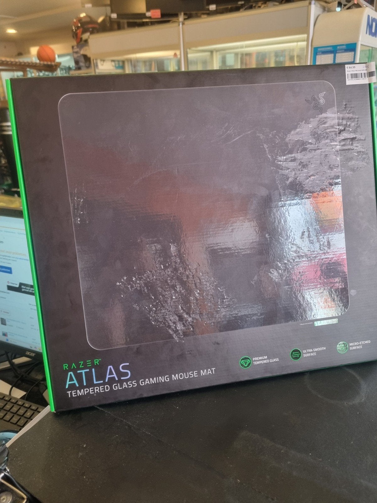 Razer Atlas Tempered Glass Gaming Muismat - Nieuw, Computers en Software, Muismatten, Nieuw, Gaming muismat, Ophalen of Verzenden