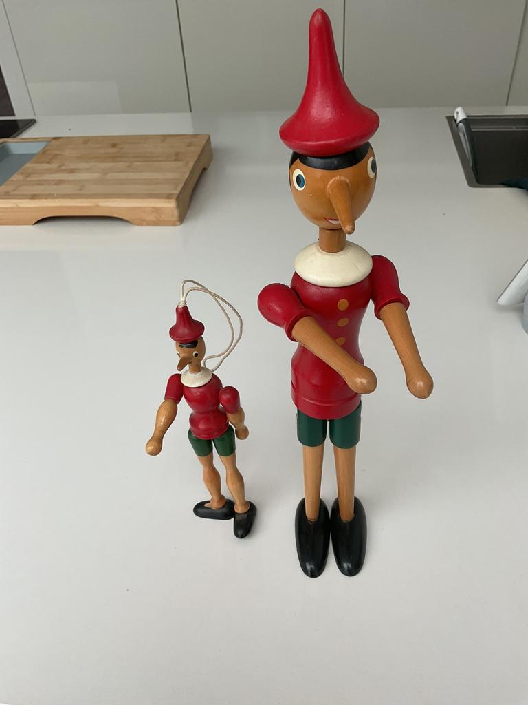 2x Vintage Houten Pinokkio in goede en mooie staatb, Antiek en Kunst, Antiek | Speelgoed, Ophalen
