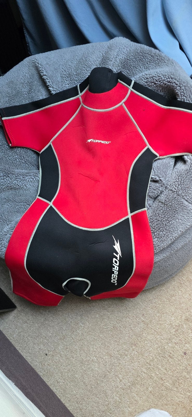 Torpedo kinder wetsuit rood/zwart - maat m, Wetsuit, Gebruikt, Kind, Torpedo