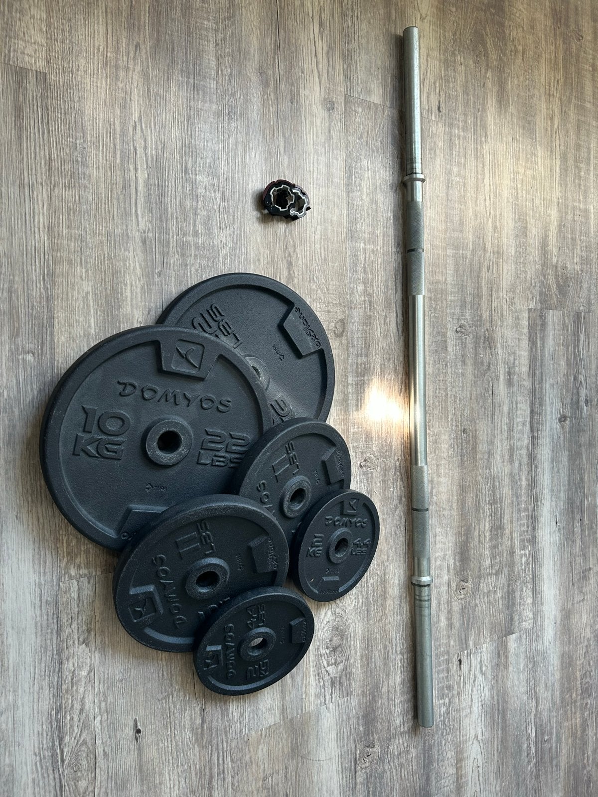 Halterset Domyos - Nette staat, Sport en Fitness, Ophalen, Zo goed als nieuw, Benen, Halterset