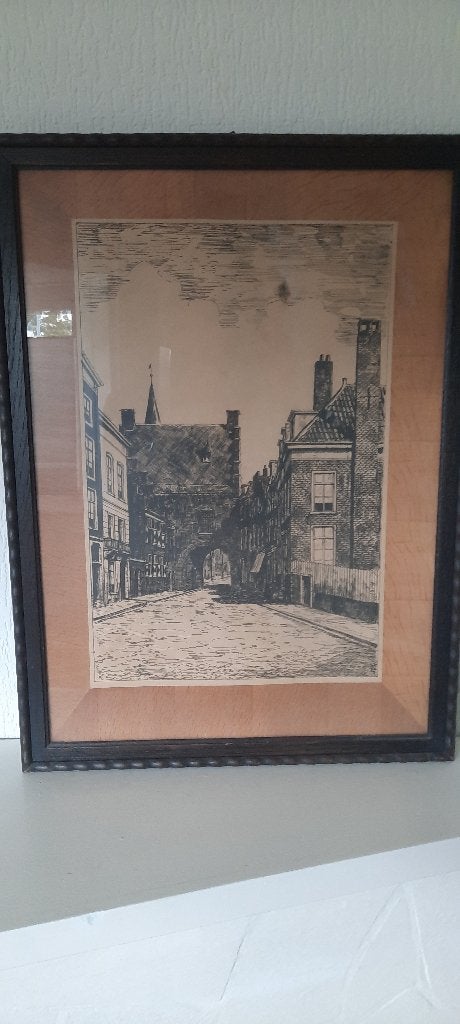 Ets van Sittard centrum, Antiek en Kunst, Kunst | Tekeningen en Foto's, Ophalen
