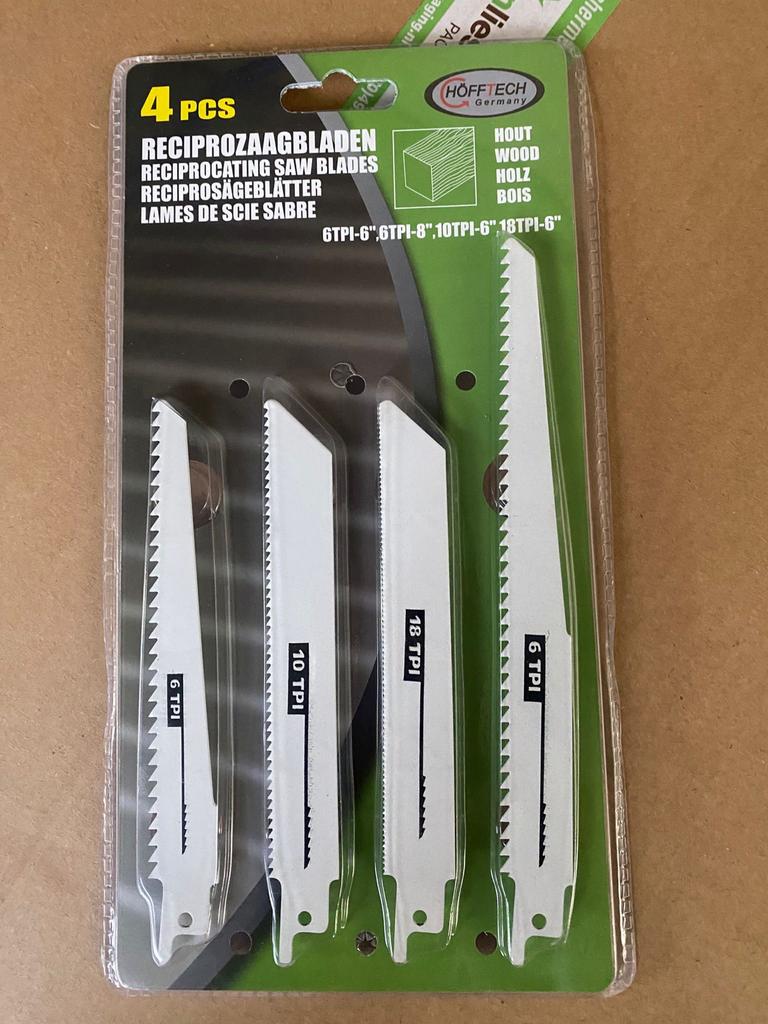 Höfftech Reciprozaagbladen - 4 stuks voor hout, Ophalen of Verzenden, Nieuw, Reciprozaag