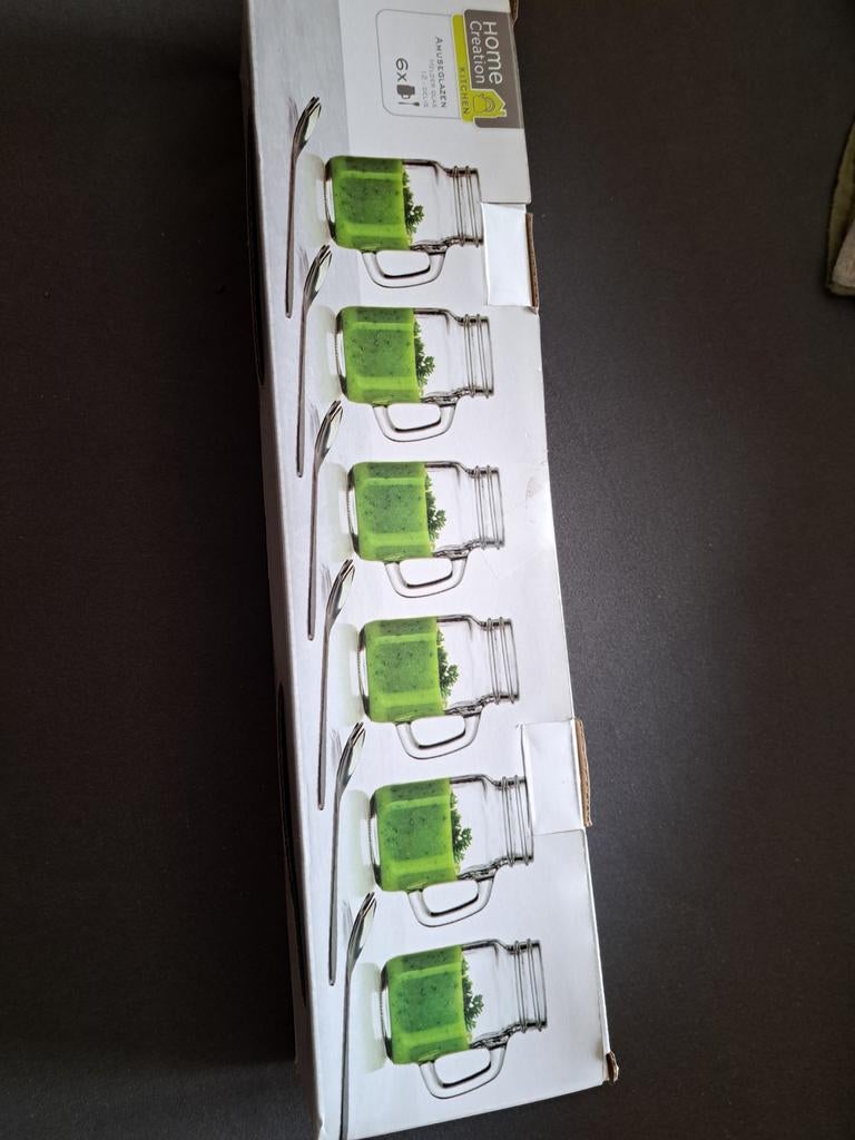 6 amuse glaasjes met lepeltjes, Overige materialen, Overige typen, Nieuw, Ophalen of Verzenden