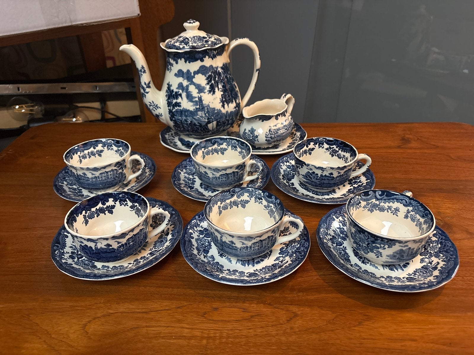 Antiek Royal Worcester Avon Scenes Koffie/Theeservies, Ophalen of Verzenden