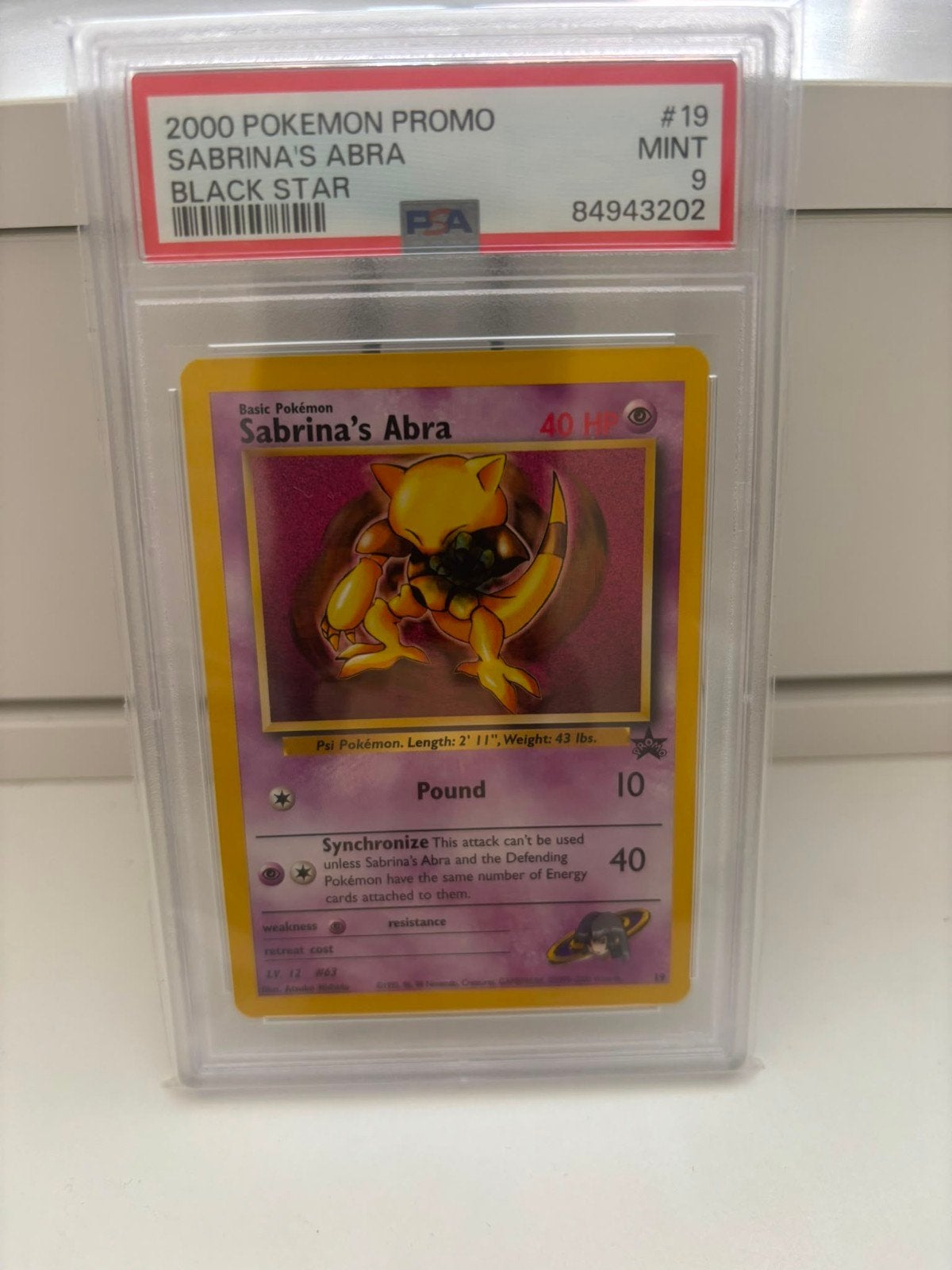 Sabrina's Abra Blackstar promo (19) PSA 9, Ophalen of Verzenden, Zo goed als nieuw, Losse kaart