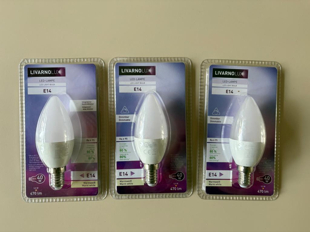 3 led lampen van Livarno Lux (E14 - 40W - 470 lm), Led-lamp, Minder dan 30 watt, E14 (klein), Ophalen of Verzenden