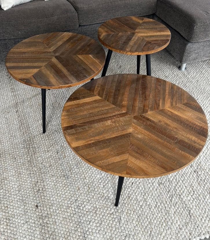 Set van 3 salontafels, Rond, 50 tot 100 cm, Zo goed als nieuw, Ophalen