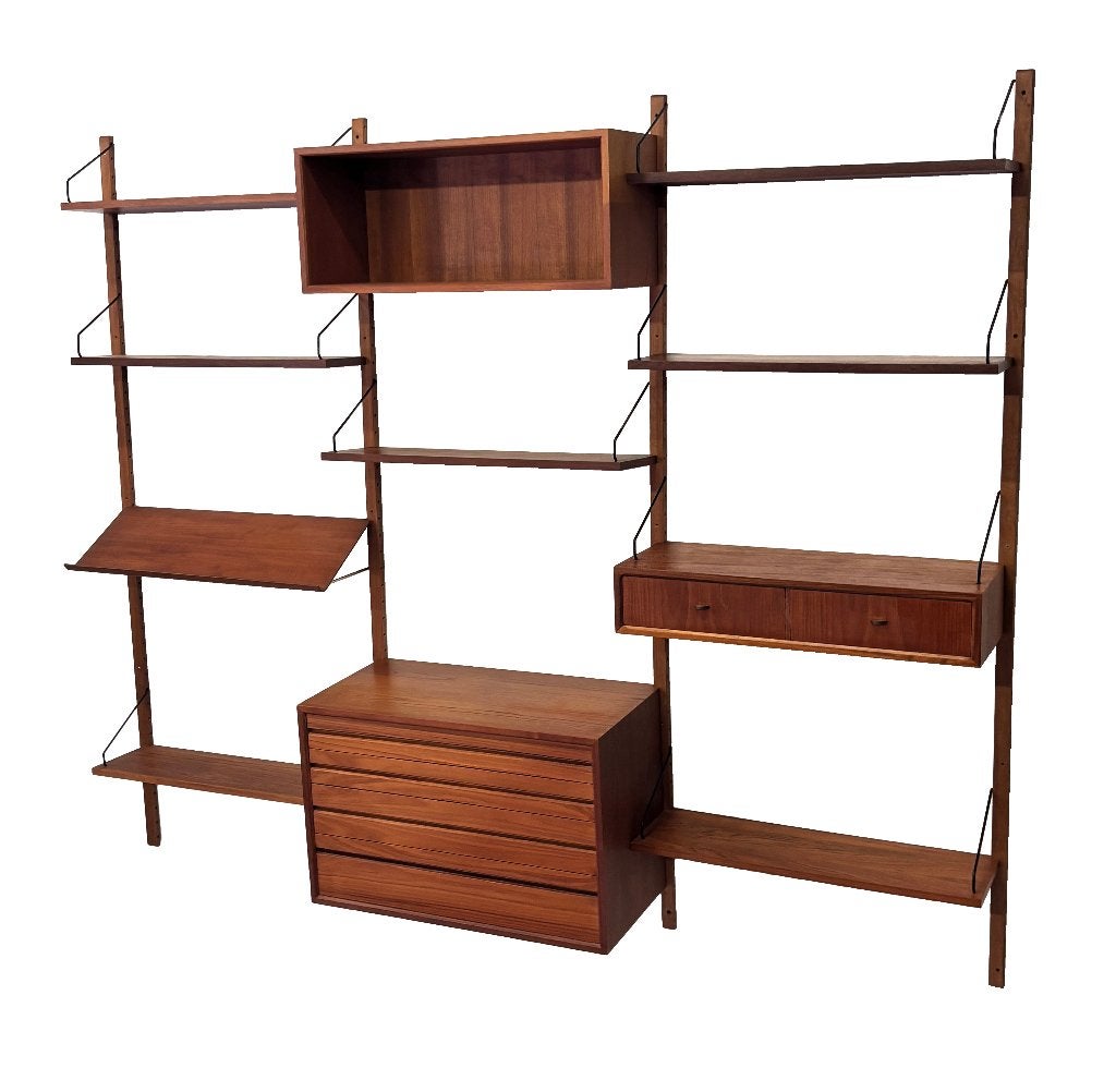 Vintage Poul Cadovius Royal System wandsysteem wallunit, Ophalen, Gebruikt, Met deur(en), Teakhout