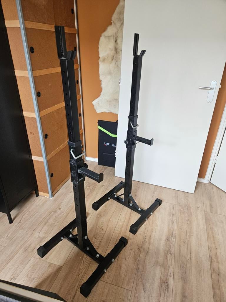 Verstelbare Squat Racks / Haltersteunen, Sport en Fitness, Ophalen of Verzenden, Gebruikt, Rug, Overige typen