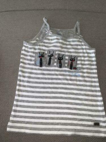 Jill jilly top 128 grijs wit shirt, Verzenden, Gebruikt, Meisje, Shirt of Longsleeve