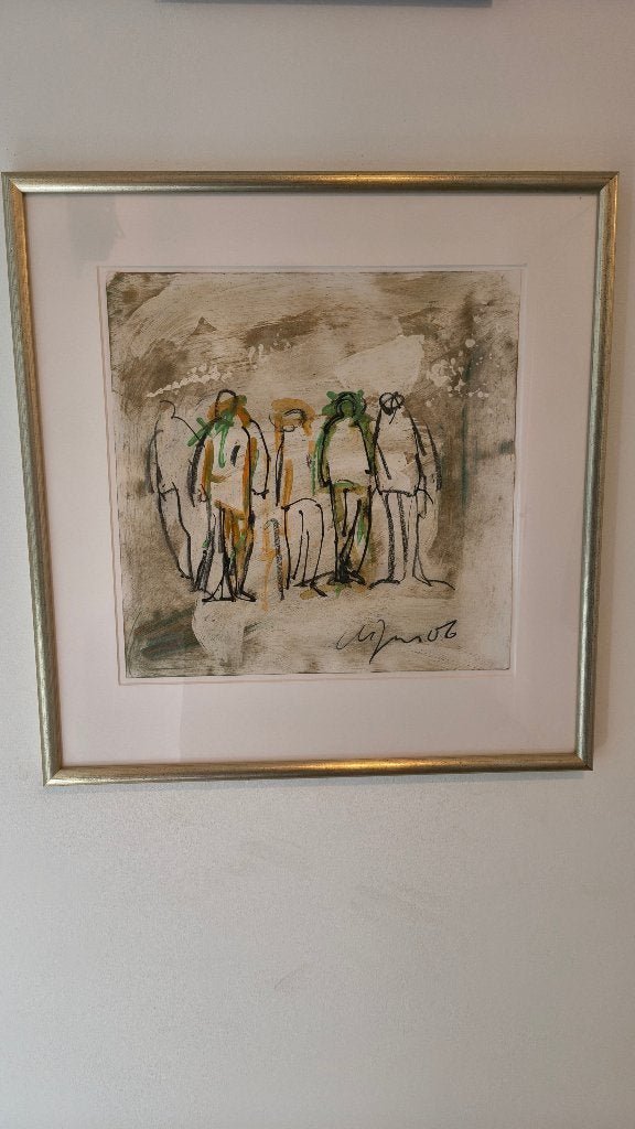 Abstracte ets van Leo de Jong (1931-2019), gesigneerd., Antiek en Kunst, Ophalen of Verzenden