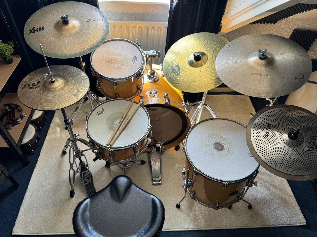 Complete drumstel setup — Ludwig Element Birch + veel extras, Ophalen, Gebruikt, Ludwig