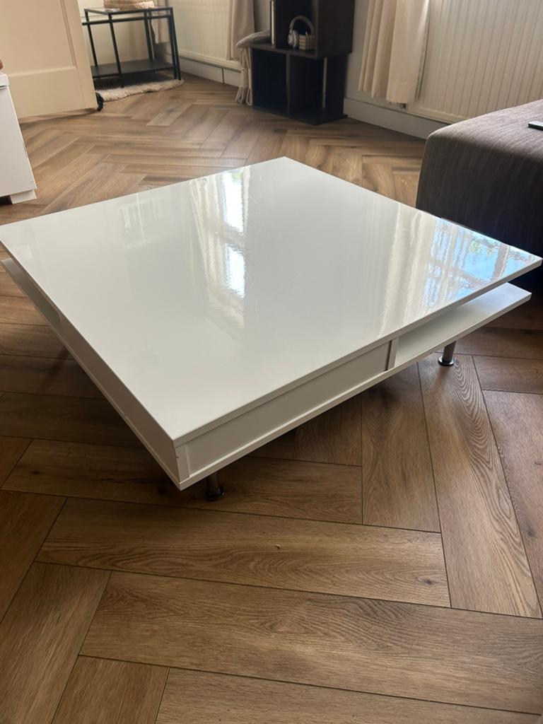 Nette salontafel vierkant wit, Ophalen, 50 tot 100 cm, Vierkant, Zo goed als nieuw