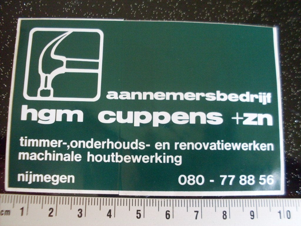 sticker aannemersbedrijf hgm vuppens + zn nijmegen logo, Verzenden, Zo goed als nieuw, Bedrijf of Vereniging