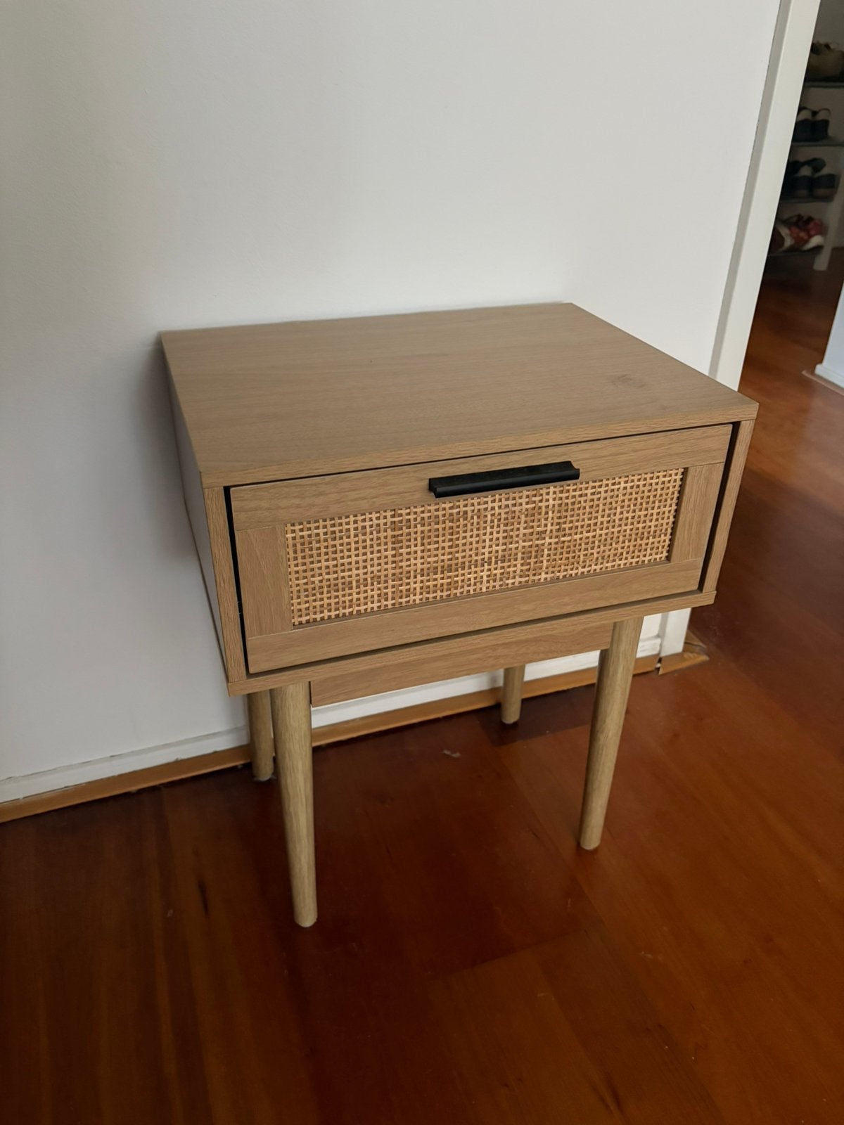 Rotan nachtkastje 2 stuks, Ophalen, Zo goed als nieuw, Minder dan 45 cm, Minder dan 55 cm