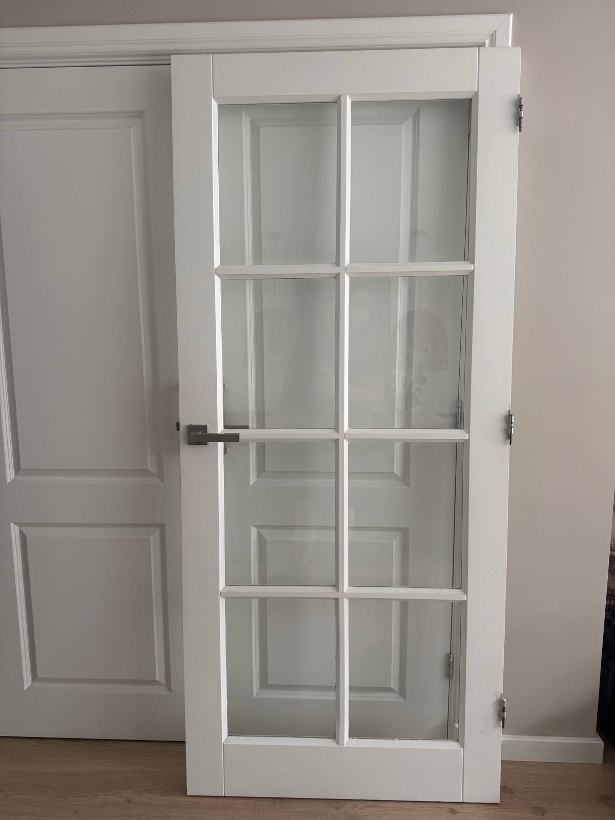 Houten Stompe Binnendeur met Glas 88x201,5cm, Ophalen, Gebruikt, 80 tot 100 cm, Binnendeur