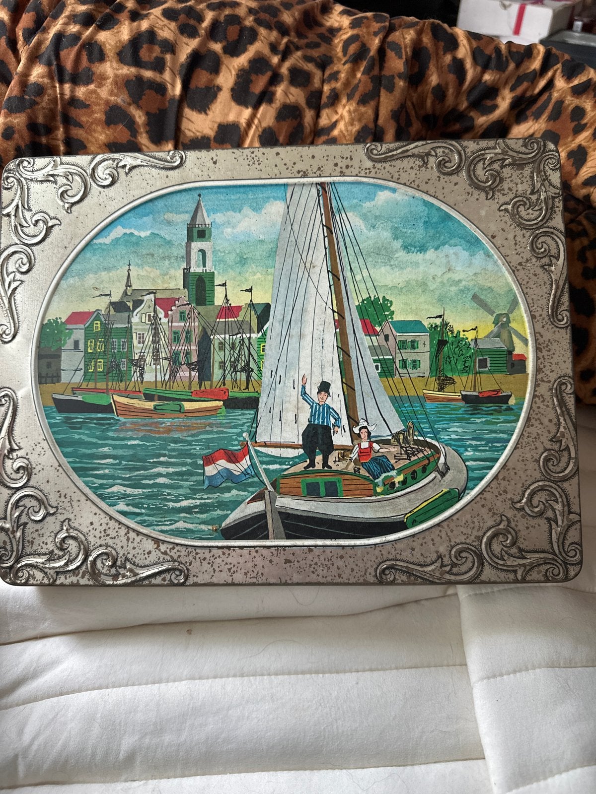 Vintage Patria koekblik met Hollands tafereel, Ophalen