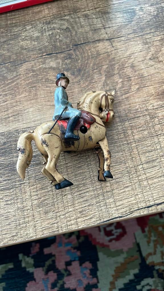 Blikken paard met ruiter, Ophalen of Verzenden, Zo goed als nieuw