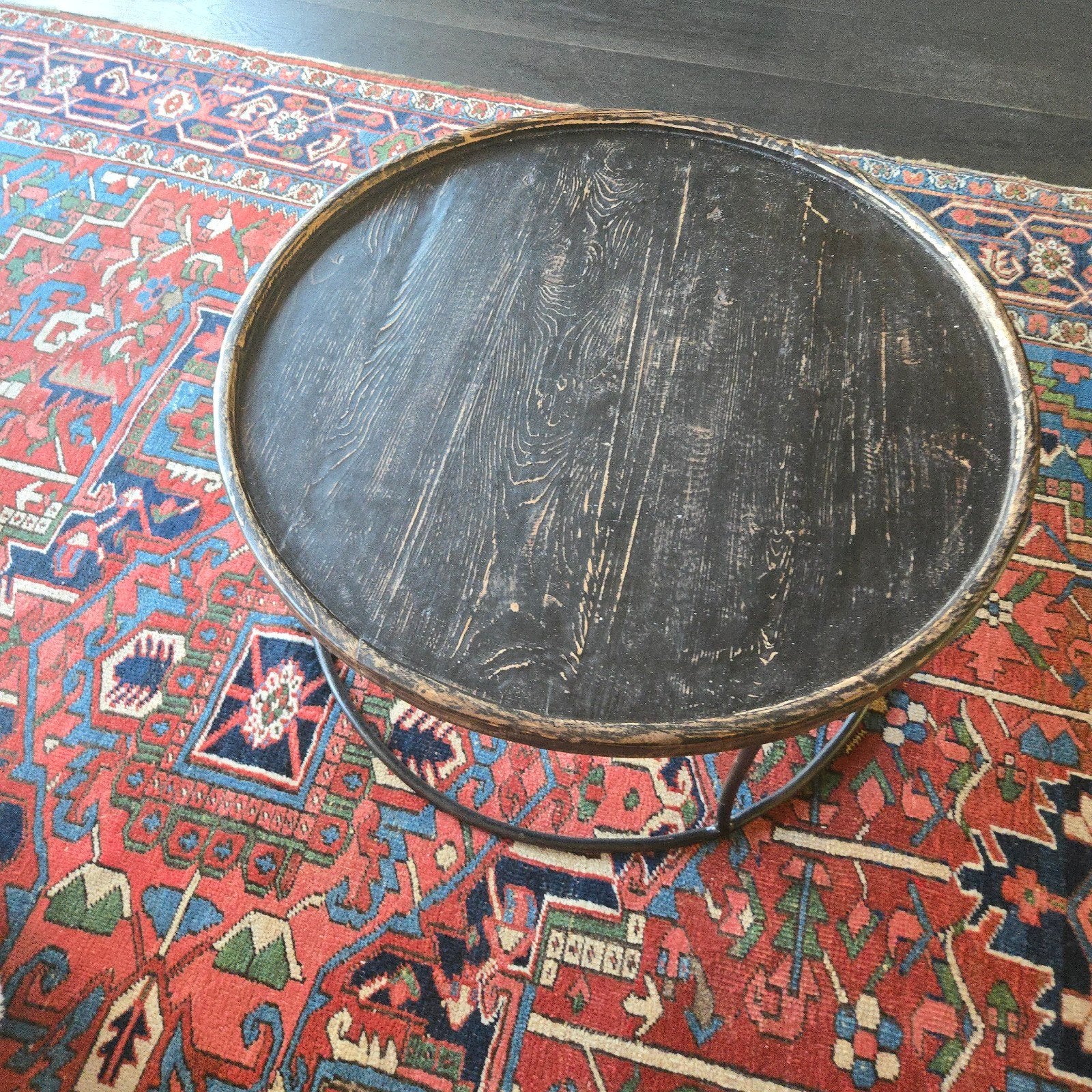 GRATIS ronde tafel houten blad metalen onderstel doorsnede 8, Ophalen, Rond, 50 tot 100 cm, 50 tot 100 cm