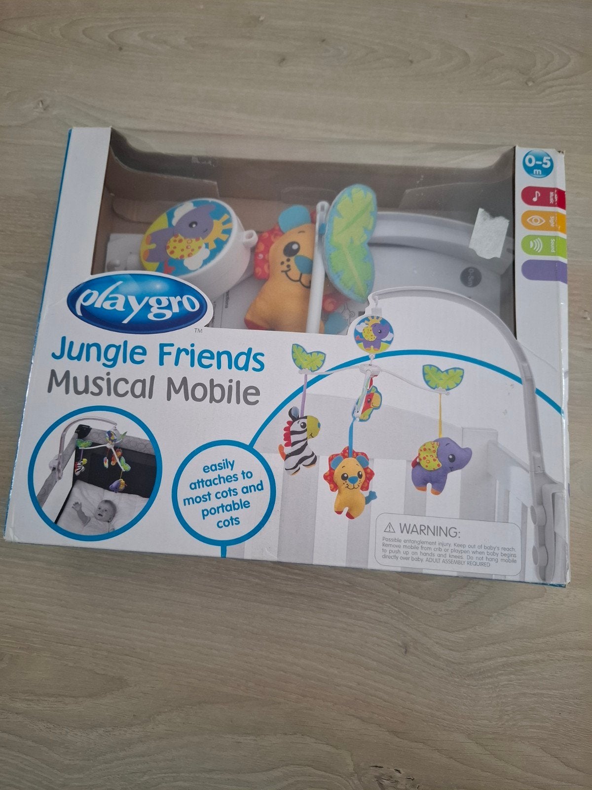 Playgro Jungle Friends Muzikale Mobiel voor Wieg/Ledikant, Ophalen of Verzenden, Zo goed als nieuw, Mobiel, Met geluid